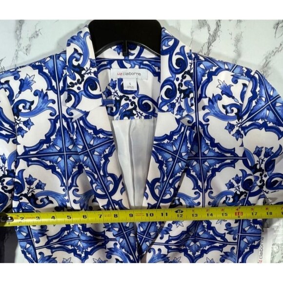 Liz Claiborne Womens Classic Fit Blazer Blue & White Size Small - Picture 5 of 8
